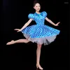 Stage Wear Adulte Femme Robe de danse moderne Costume d'ouverture Dot Bubble Mini Femmes Danseuse Performance de l'équipe Rose Bleu