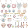 Sets GEMA 520 Met Logo Sunshine Originele Luxe Shining Crystal Daisy Oorbellen Ketting Armband Ring Fijne sieradenset voor dames