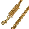 Leashes Heavy Duty Dog Chain Leash Rostfritt stål Silverguld Pet Lead Rope Buffer Spring LaborSaving äkta läderhandtag Hund koppel