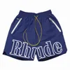 rhude shorts Student effen kleur letterbroek League fitnessbroek Straatletter bedrukt trekkoord geborduurd logo effen kleur retro Basketbal mesh gebreid logo