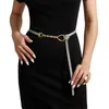 Belts Lady Belt Elegant Skinny Waist For Dress Woven Golden Buckle Twisting Suit