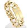 Luxury Golden 14k Yellow Gold Cross Armband för män 20 mm Curb Cuban Chain Mens Armband Faith Christian Gifts Jewelry