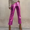 Pantaloni da donna Donna con cerniera Elegante vestibilità slim in ecopelle con chiusura a cerniera a vita media Materiale morbido e traspirante per il club