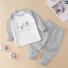 Women's Leggings Girls' Autumn Wear Boys Home Set Korean Cartoon Thickened Clothes Pants Underwear Two Piece