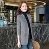 Costumes pour femmes Veste à carreaux Tweed sur robe à carreaux Vêtements Blazer Femme Mélange de laine Manteaux minces pour femmes Long Colorblock Vêtements d'extérieur Jeune