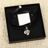 2022 Luxury quality Charm heart shape pendant necklace with black genuin leather in 18k gold plated have box stamp PS4417A222d