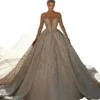 Einfache Langarm-Hochzeitskleider, Ballkleid, elegantes V-Ausschnitt, Pailletten, Spitze, Perlen, Brautkleid, maßgeschneiderte Kleider