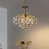 Lámparas colgantes Lámpara de araña Luz de lujo Personalidad Lámpara de cristal Simple Comedor europeo y sala de estudio Guardarropa Cobre Pequeño techo