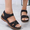 Sandales noires compensées pour femmes, chaussures d'été à la mode, bout ouvert, plateforme confortable, décontractées, chaussures de plage, 2024