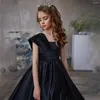 Платья для девочек красные/черные атласные цветы длиной до пола, пышные без рукавов для свадьбы, детской первой Евхаристии, дня рождения