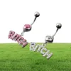 Sexig tik klar rosa kristall kropp piercing knapp magen ring navel bar kropp smycken hela 7088848