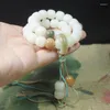 Perles de seau Bodhi en Jade blanc, vente en gros, 10 12mm, Bracelet suspendu pour voiture portable