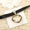 2022 Luxury quality Charm heart shape pendant necklace with black genuin leather in 18k gold plated have box stamp PS4417A222d