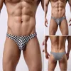 Mutande 1pc Moda uomo Plaid Traspirante Vita bassa Slip bikini sexy Lingerie Intimo U-Convex Pouch Uomo Mutandine