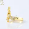 Hiphopstijl nieuwe mode-sieraden 14k goud echte natuurlijke diamant Iced Out Bling Emerald Eye Snake Finger Ring