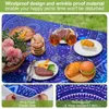 Tischdecke, Picknick-Abdeckung mit blauer Marmorstruktur, mit Banküberzügen, elastische Tischdecke für Outdoor/Grillen/Camping