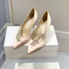 2024 Top Quality Four Seasons Heeled Womens Dress Shoes Luxury Designer Ear Of Wheat Rhinestone Buckle Decorate Pumps Ladies Wedding Party Stiletto Heel Women Shoe