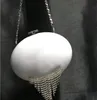 Lyxdesigner svart vit akrylpärlskal handväska för lady kväll väskor mode flicka strass tasslar axelväska märke koppling plånböcker