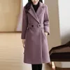 Woolen Coat Women Mid Length Belted Women Overcoat Windbreaker Woolen Coat Vintage Winter Suit Collar Coat Elegant Wool Coat 240122