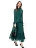 Femme printemps haute qualité mode fête élégant vert crème solaire Vintage extravagant Chic jolies robes à manches longues pour les femmes