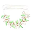 Grampos de cabelo estéticos noiva flores folha aros para mulheres pérola cocar/headwear/acessório de cabelo/headpiece festa de casamento mostrando