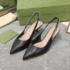 Lakleer slingback pumps met metalen gesp verfraaide sandalen met kittenhak luxe designer damesschoenen met puntige neus sexy avondfeestschoenen