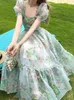 Casual Dresses Fairy Dress Holiday Princess Women Spring 2024 French Vintage Floral Midi Organza Elegant Party