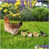 Garden Decorations Chicken Stakes Ornaments Hen And Chick Lawn Insert Signs Double-Sided Printing Decoration Rooster Scpture Drop Del Dhjqo