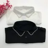 Bow Ties 2024 Fake Collars Blouse Sweater Women White Black Handmade Beads Shirt Detachable False Collar Girls Necklace Nep Kraagie