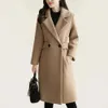 Woolen Coat Women Mid Length Belted Women Overcoat Windbreaker Woolen Coat Vintage Winter Suit Collar Coat Elegant Wool Coat 240122