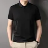 Polos pour hommes Polos Hommes Mulberry Soie Coton Été Mode Simple Revers Solide Mucolor Lti-Couleur Manches Courtes Tops Tees Vêtements