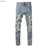 Designer Jeans Mens Pants Purple Jeans Mens Märke Jean Distressed Ripped Biker Slim Fit Motorcykel Mans Stapled Byxor Logo Jeans 27 jan