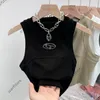 Wit Dames Tops Tees Modemerk Crop Top Borduren Sexy Zwarte Tank Top Casual Mouwloos Backless Top Shirts Luxe Designer Effen 4955