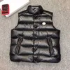 designer mens puffer vests stand collar down vest black winter jacket embroidered badge warm outerwear jackets size 1-6