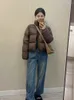 Kopa damska płaszcza amerykańska retro w dół wyściełanej bawełnianej kurtki zima krótka mała koreańska trend w stylu luźny chleb