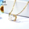 Hängen Kuololit Crushed Ice Moissanite AU750 18K 14K 10K Solid Gold Necklace For Women Luxury Engagement Pendant Christmas With Chains
