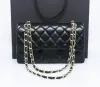 Sacs de soirée Sac carré pour femmes en cuir véritable moyen caviar agneau matelassé sac à main petit double rabat noir sac à bandoulière de luxe designer maxi chaîne sangle sac à main