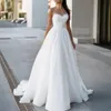 Abiti da sposa linea A Sheer Neck a strati Organza Perline Perle Abito da sposa drappeggiato per la sposa Sweep Train per matrimonio per donne arabe nere africane D130