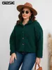 GIBSIE Plus Size Einreihige Fleece-Kurzjacke Damen Herbstmode Revers vorne offen Langarm Teddy-Outwear-Jacken 240126