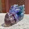 Decorative Figurines Natural Color Fluorite Carved Dragon Head Bone Quartz Crystal Mineral Reiki Treatment Home Demagnetization Decoration