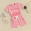 Conjuntos de roupas Baby Girl Shorts Set Eu recebo minha atitude de todas as mulheres Engraçado Carta Imprimir Tops Sólidos 2 Pcs Criança Verão Outfit