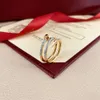 Hochwertiger, luxuriöser, berühmter Markendesigner-Schmuck-Love-Nagel-Ring mit Diamanten, Zirkonen, 18 Karat vergoldeter Edelstahlring