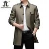 Весенне-осенние мужские длинные однотонные тренчи высшего качества с пуговицами, мужская модная верхняя одежда, куртки, ветровка 240124