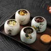 Butelki do przechowywania Chińskie kaligrafia herbata jar ceramiczna mini zapieczętowana czerwona i zielona pusta pudełko opakowaniowe przenośne