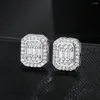 Boucles d'oreilles hip hop plaquées or, Baguette pour hommes, Couple, Zircon cubique, vente en gros, bijoux de fête Punk, cadeau pour petit ami, mari