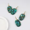 Boucles d'oreilles pendantes BOROSA Boho 5 paires Design ovale cuivre Turquoise pierres précieuses tranche boucle d'oreille bijoux comme cadeaux G2078-6