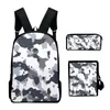 Ryggsäck Hip Hop Novel Camouflage 3D Print 3st/Set Elevens skolväskor Laptop Daypack Lutande axelväska Pencilfodral