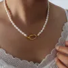 Colliers Tempérament à la mode Collier de perle d'eau fraîche 316L Bracelet à la mode en acier inoxydable Ensemble de bijoux populaires pour femme