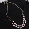 Collar de cadena de perlas larga superior, collares de cadena negros de lujo para mujer, collar con cuentas de letras, joyería de diseñador, regalo de boda