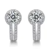 VVS Moissanite Cluster boucles d'oreilles femmes offre spéciale en gros Bling glacé épais plaqué or cerceau 925 argent bijoux fins